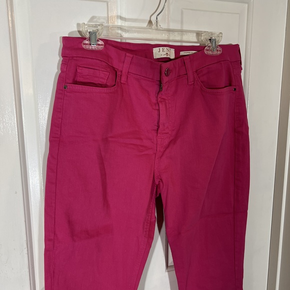 Jen7 by 7 for all mankind sz 12 Hot Pink Cropped Skinny Jeans Denim POSH49 - Picture 2 of 14